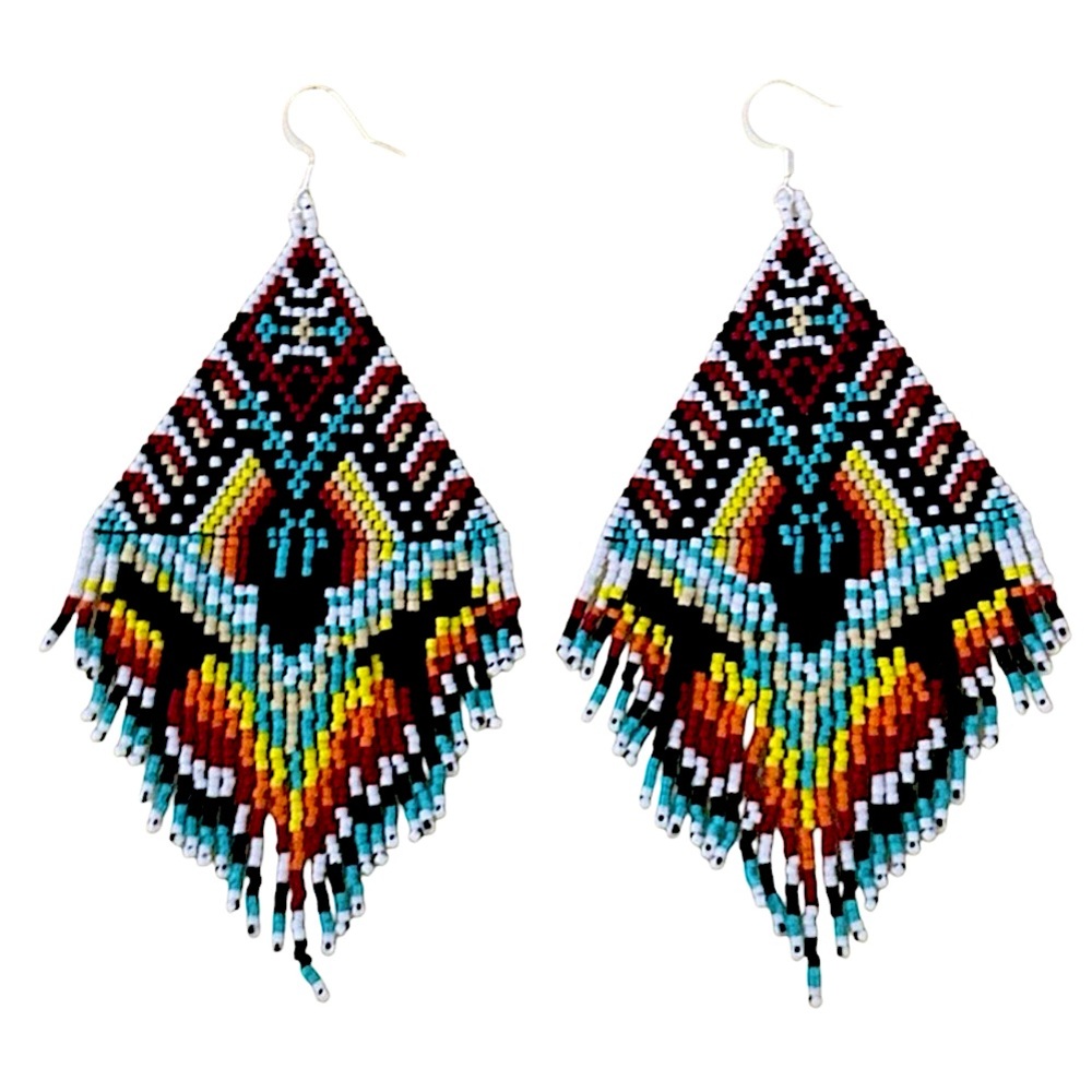 Large Handmade Seed Bead Earrings